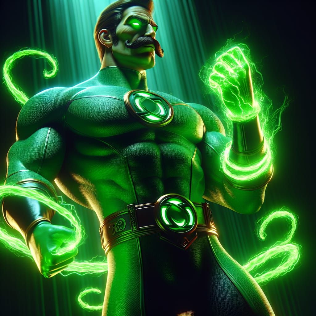 Emerald Champion: Hyperrealistic Hero of Justice and Strengt...