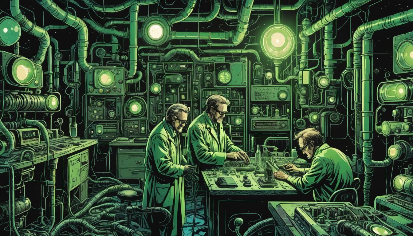 Scientists Transform in Gritty Retro Comic Art
