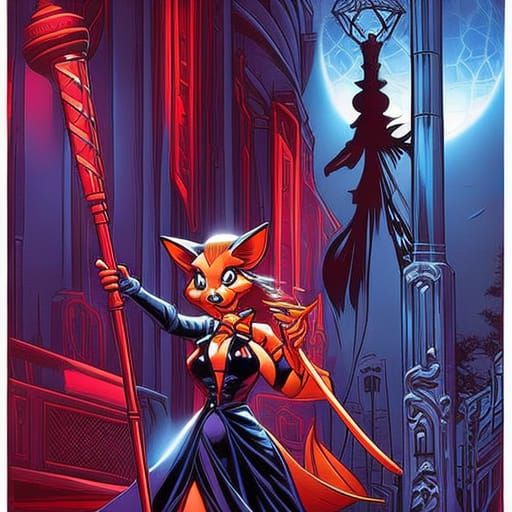 Magician and Woman in Nightclub, Comic Book Art