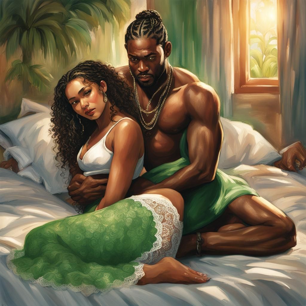 Intimate Embrace: Tribal Man and Curvy Latina Woman