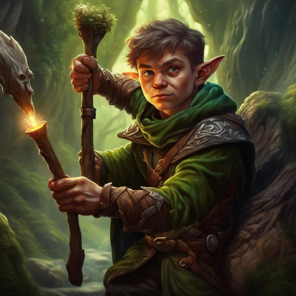 Halfling Druid Casting Spell in Dungeons and Dragons