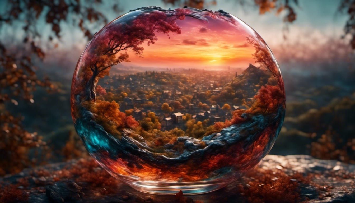 Sunrise Over Hills in Moon Glass: Hyperrealistic Art