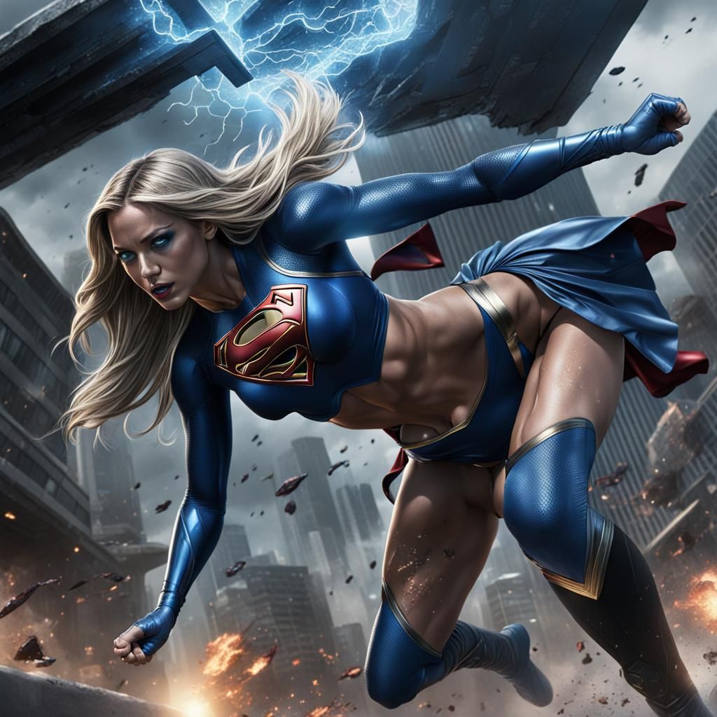 Epic Supergirl Sparring in Digital Matte Painting