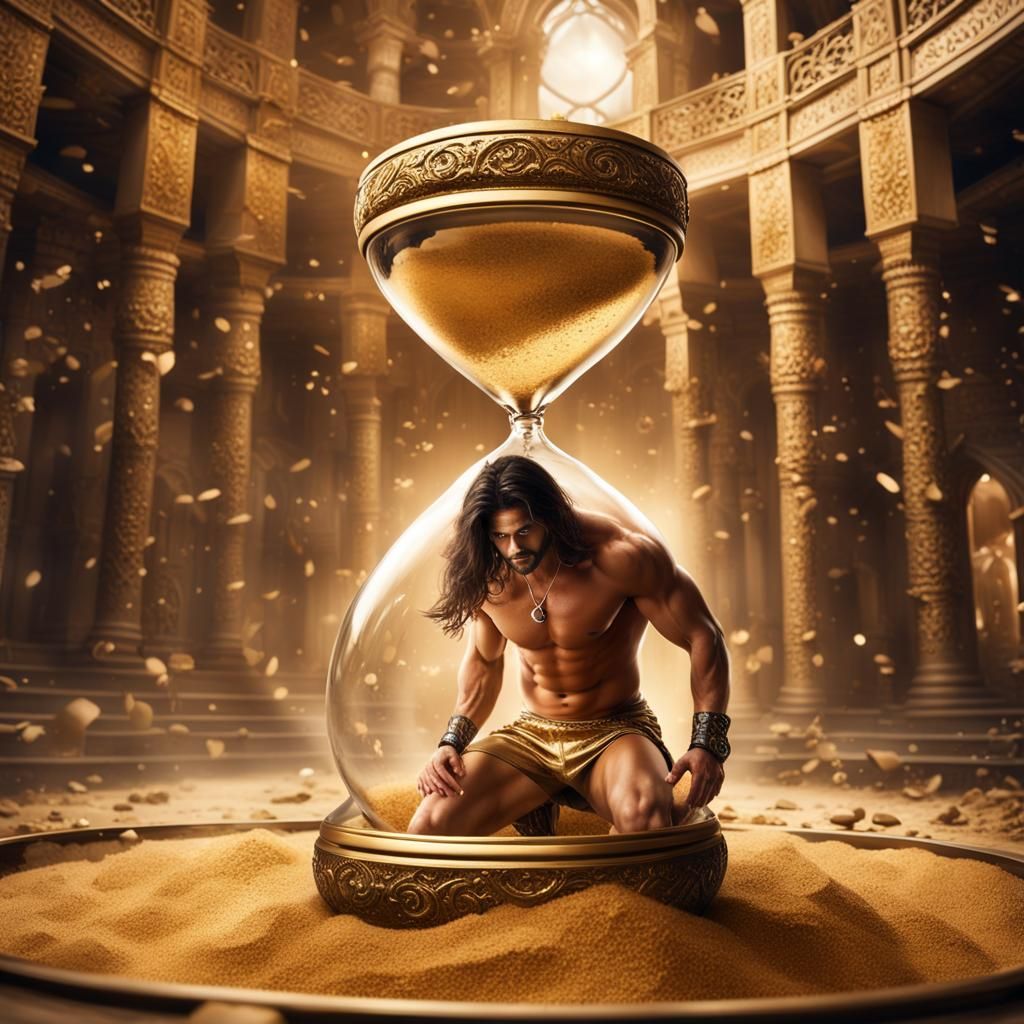 Hourglass Man in Golden Sand: Digital Matte Painting