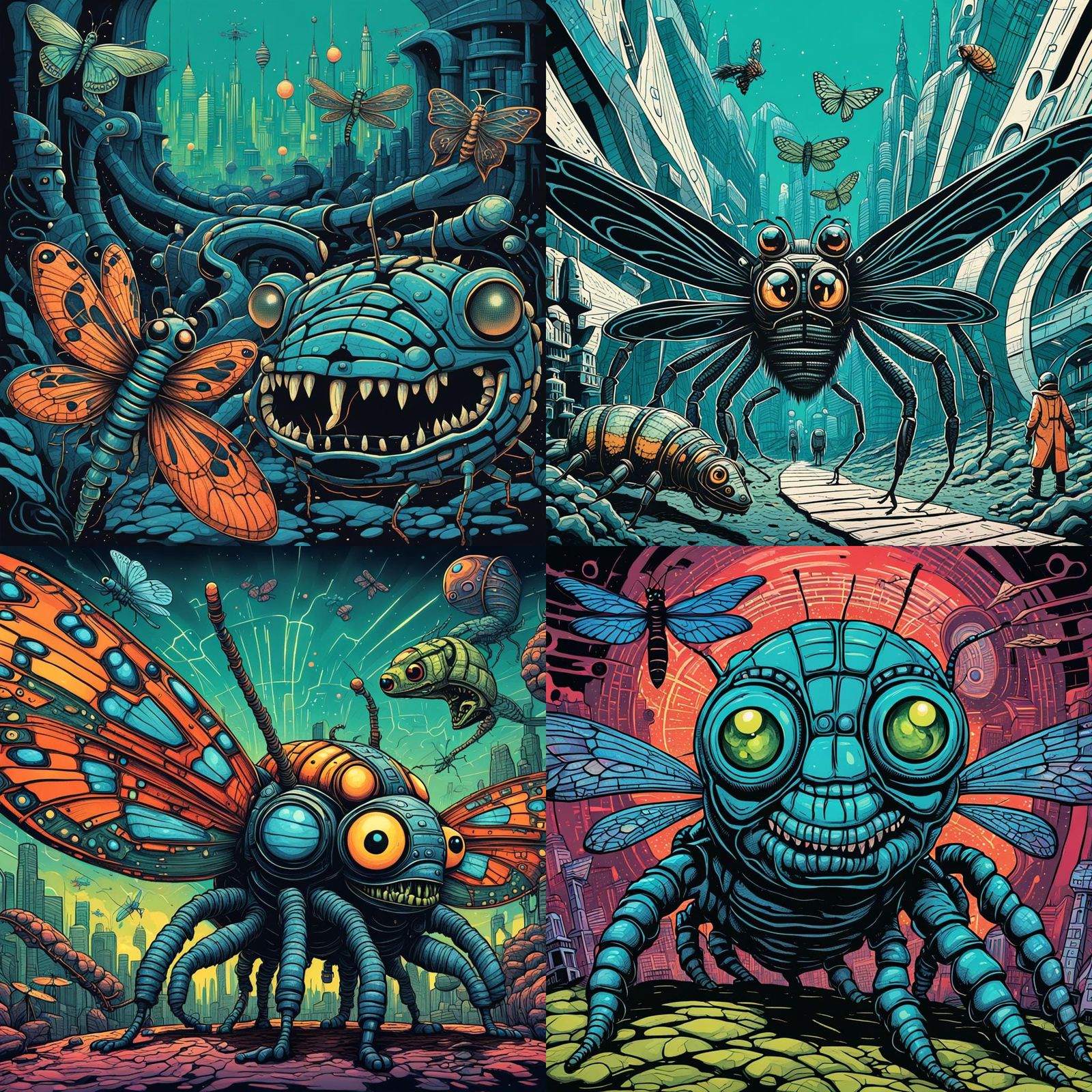 Hybrid Creature: Retrofuturism Underground Comix Style