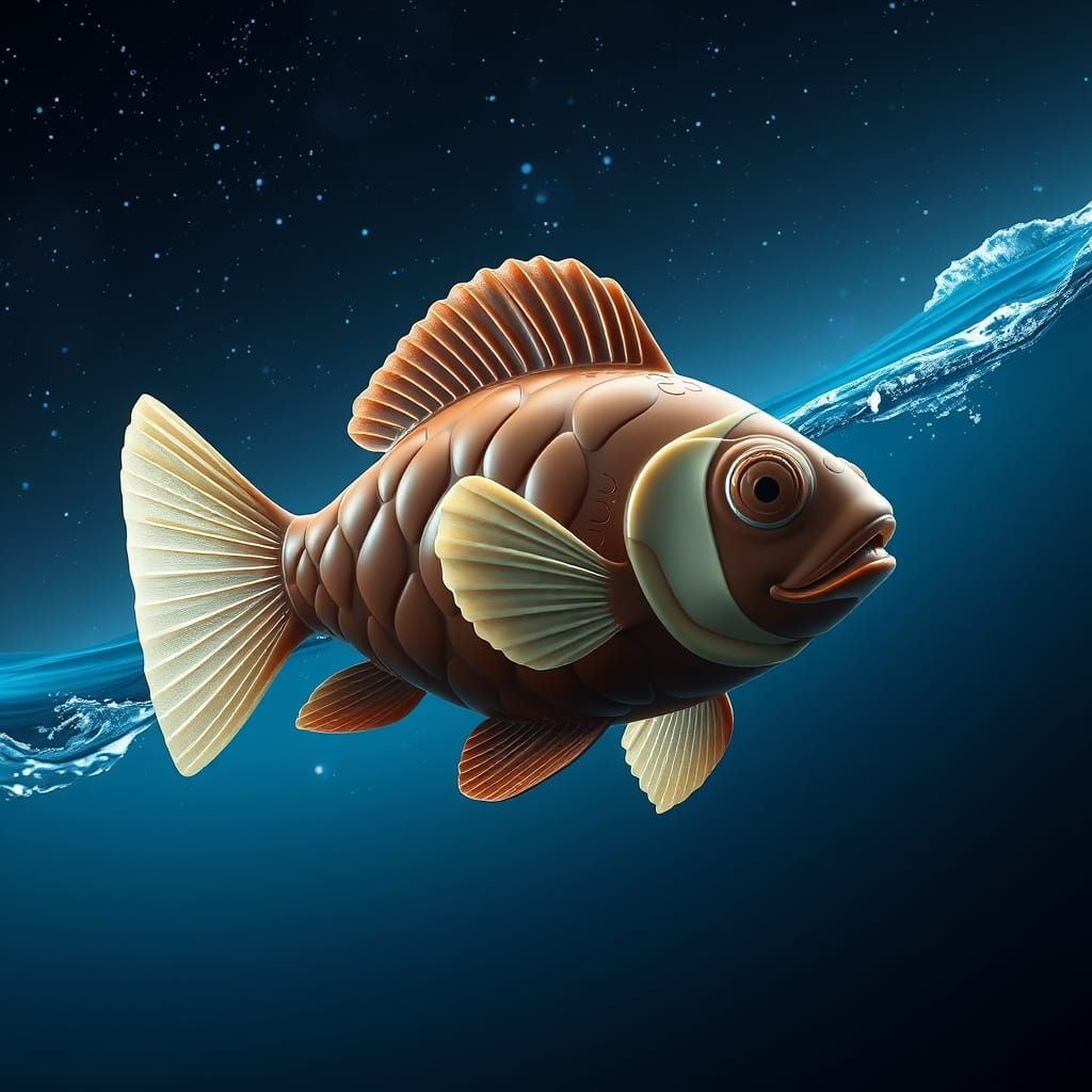 Chocolate Fish Swimming in Ocean at Night