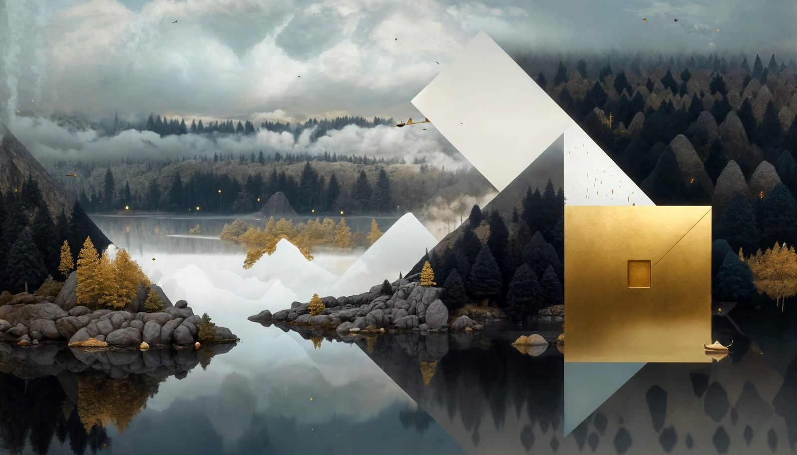 Golden Abstract Cycles in Magical Realism Style