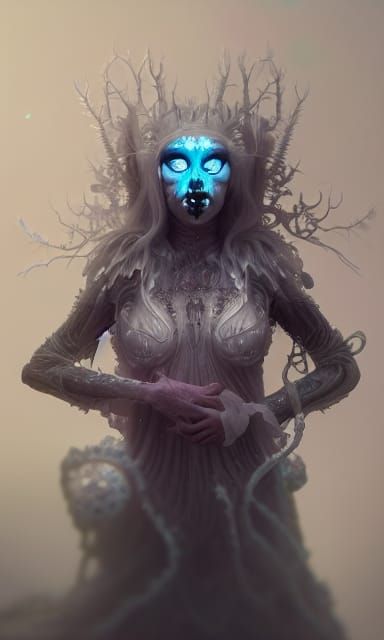 Crystallized Bioluminescent Vampire Queen in Hyperdetailed S...