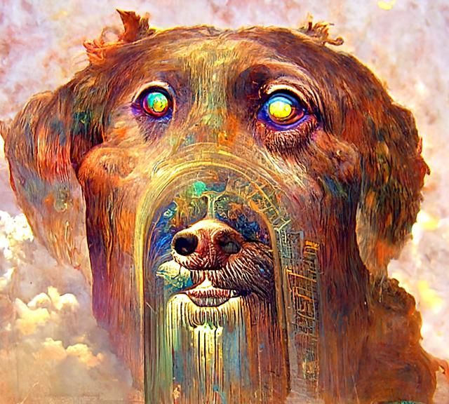 Soulful Canine Portrait in Kinetic Pointillism Style