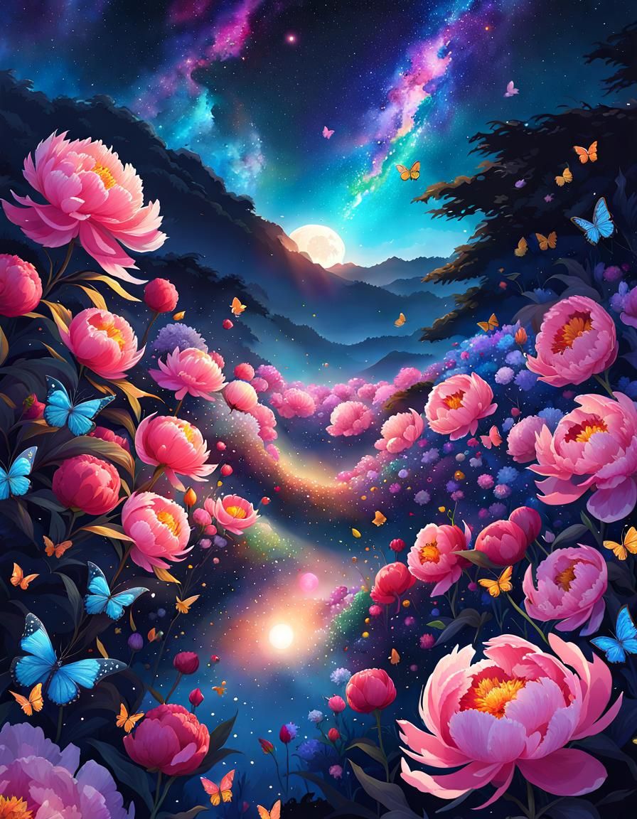 Peony Garden Midnight Explosion in Anime Realism
