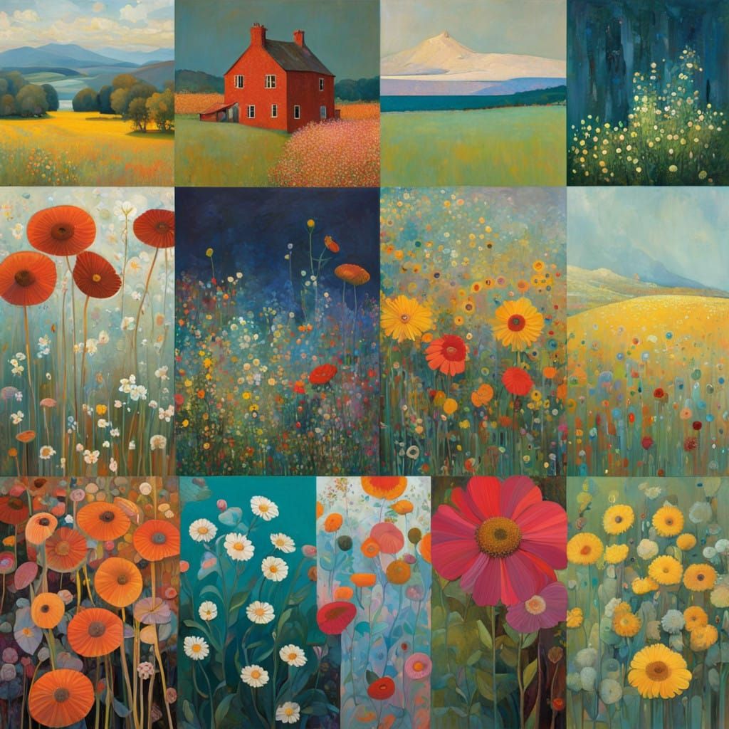 Abstract Wildflower Close-Up in Vibrant Colors