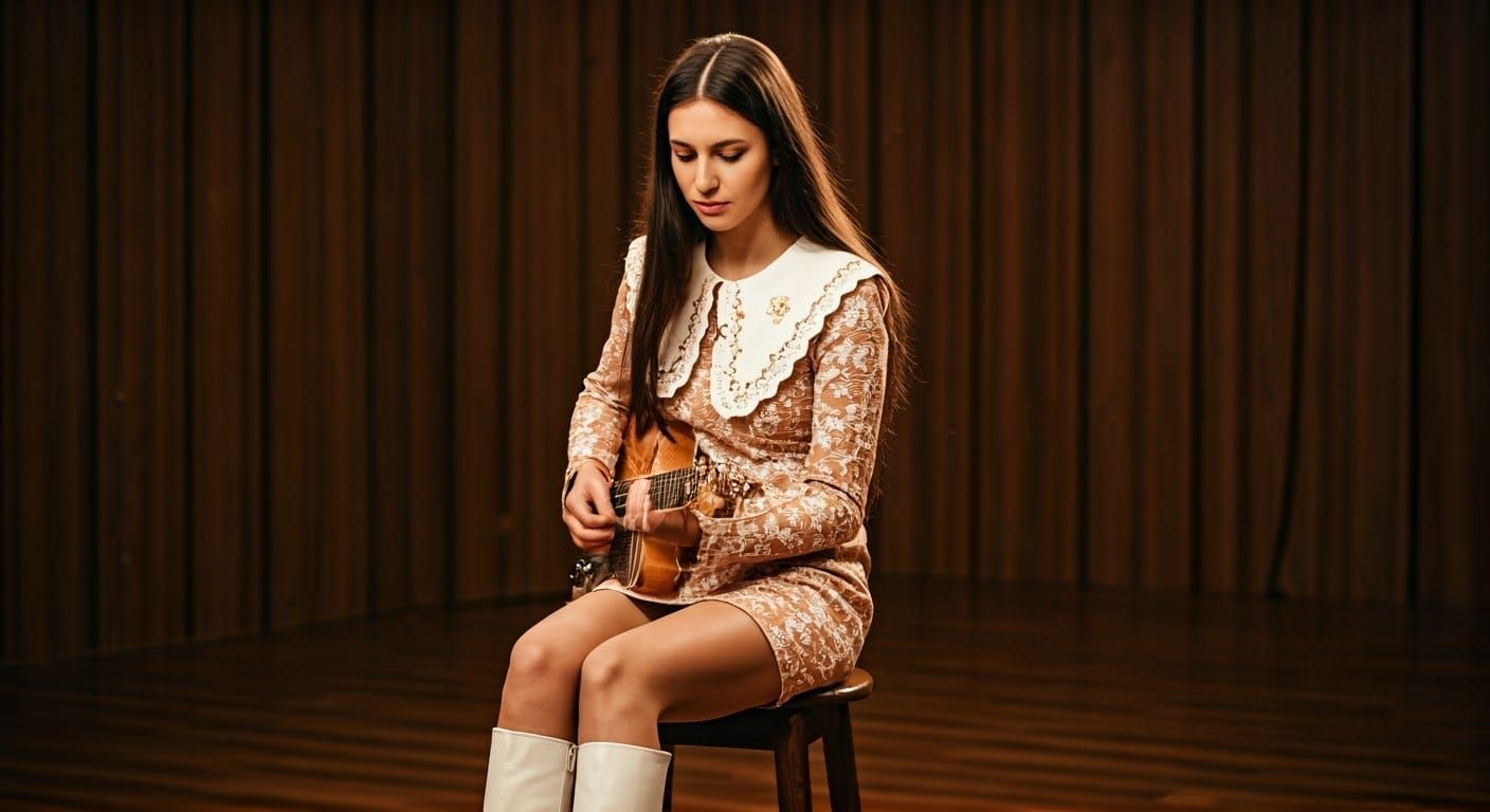 1970s TV Studio Scene with Guitarist