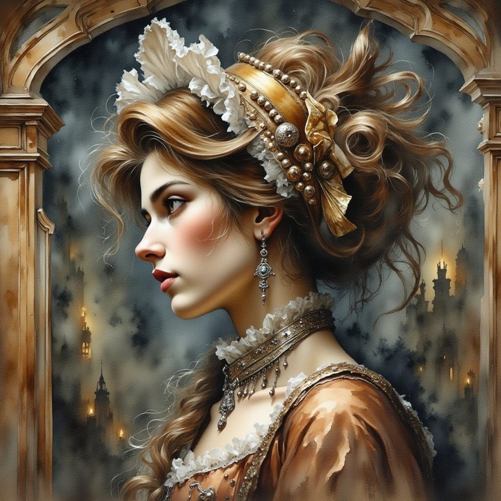 Portrait of a Maiden in Old School Style