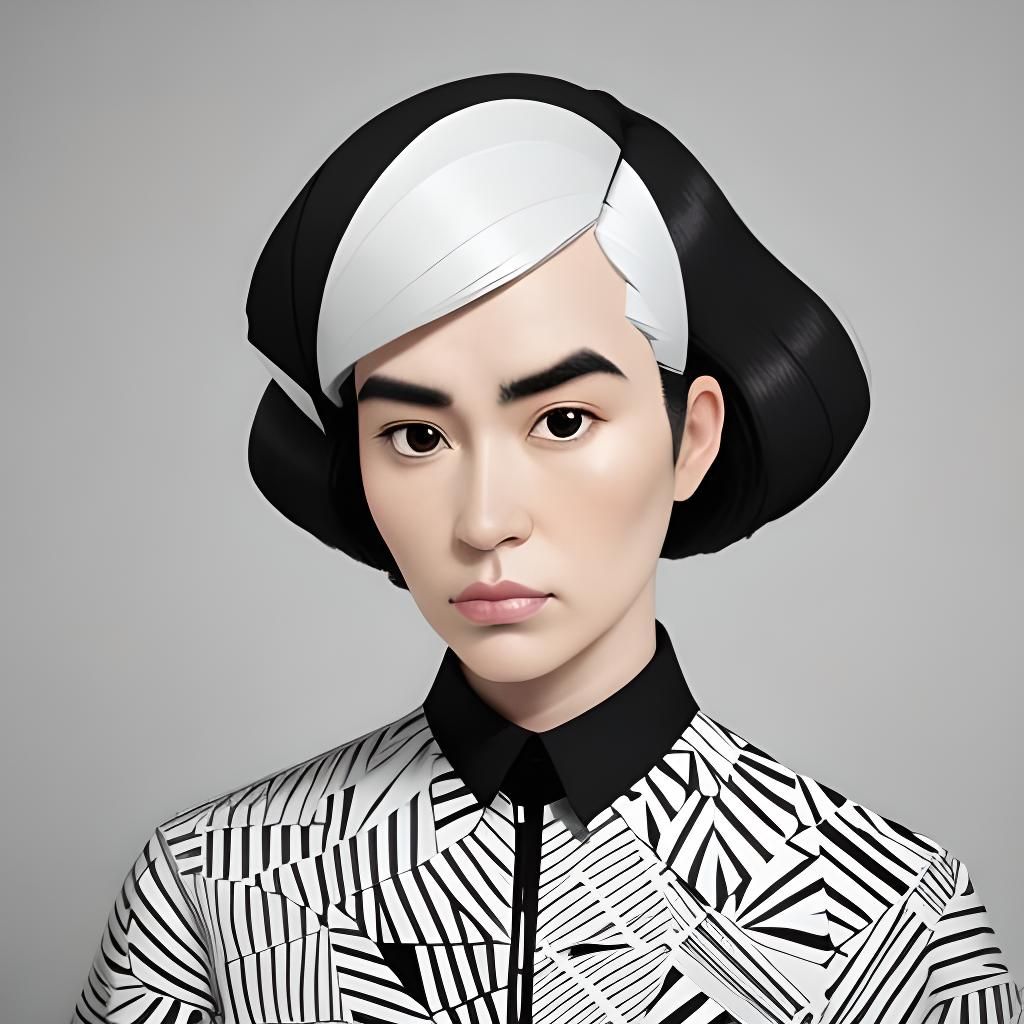 Bold Portrait with Origami Papercraft Aesthetic