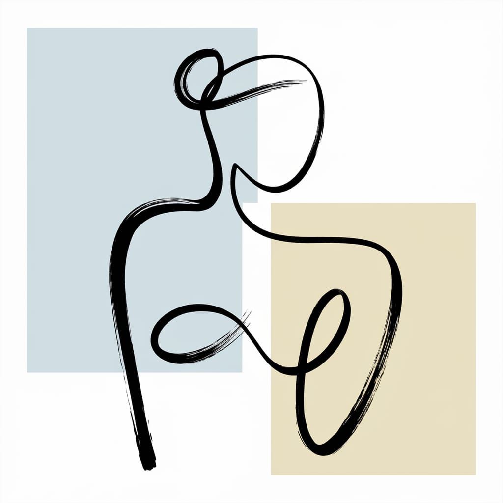 Minimalist Abstract Female Form Line Art