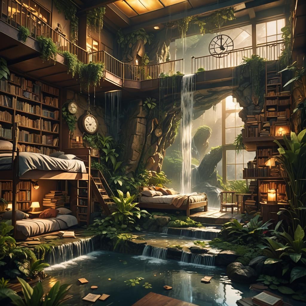 Fantasy Room with Waterfall and Bunk Beds