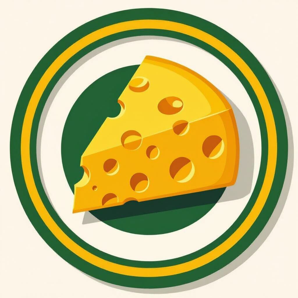 Realistic Cheese Wedge Logo with Green Accents
