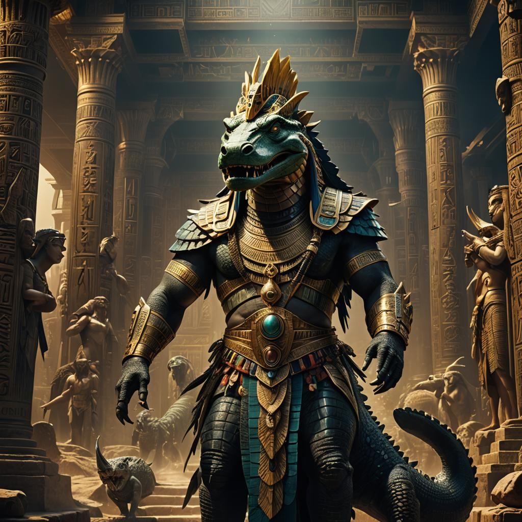 Egyptian Crocodile God Sobek: Digital Matte Painting