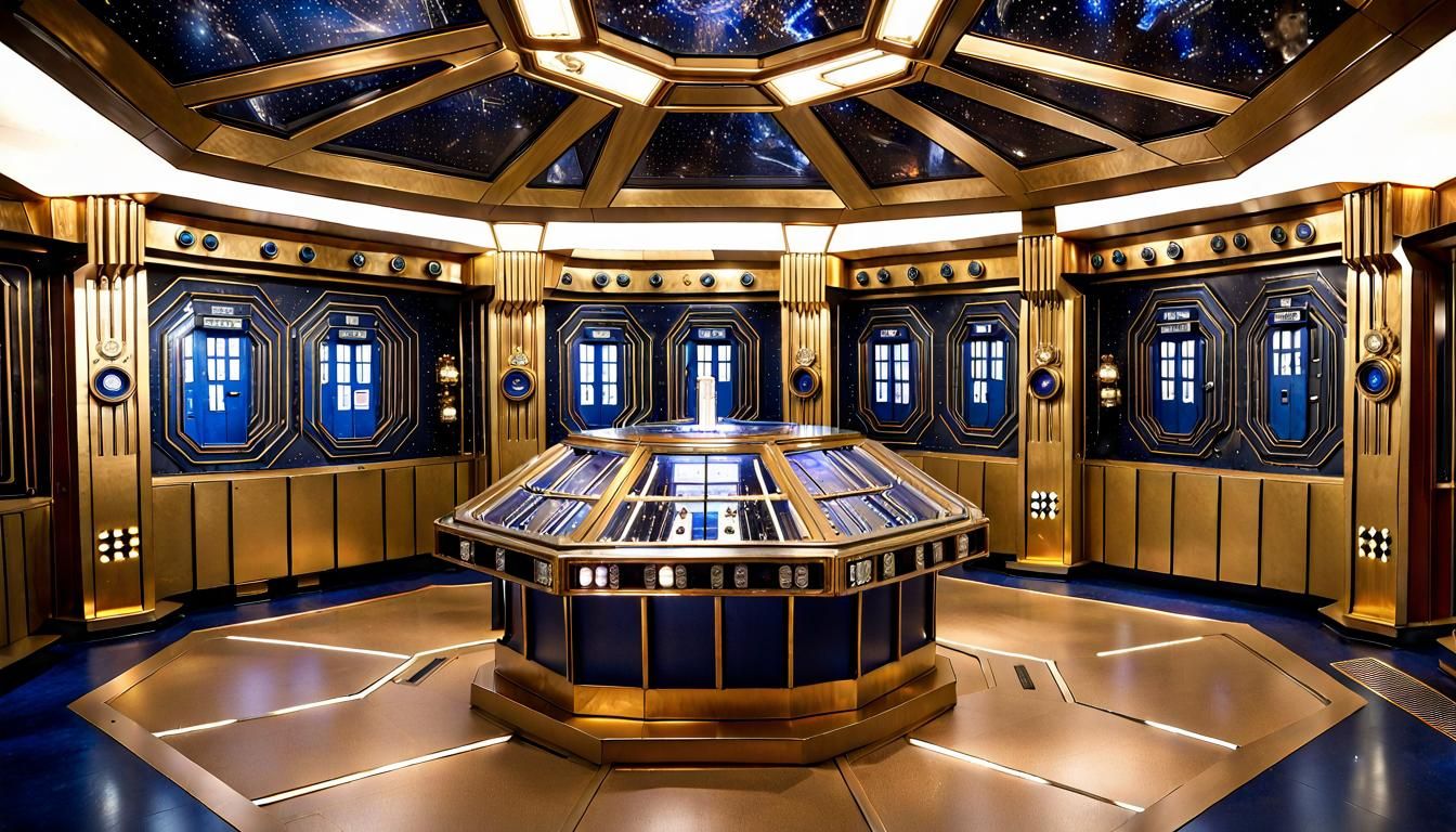 Doctor Who TARDIS Console Room in Sepia