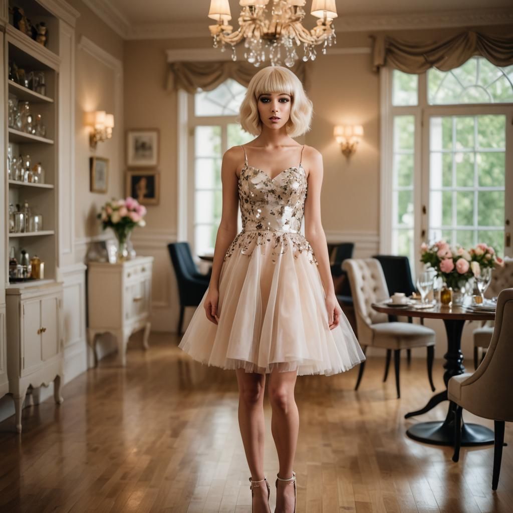 Elegant Portrait of a Boy in Prom Dress