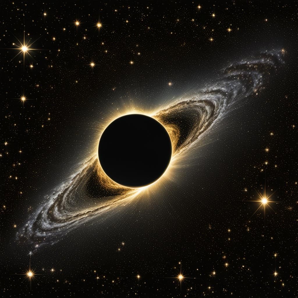 Golden Star Succumbs to Black Hole in Monochrome