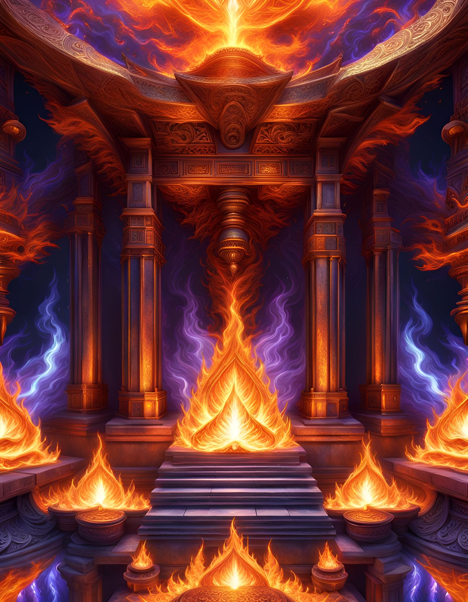 Temple of Flames: A 3D Fantasy Fire Temple