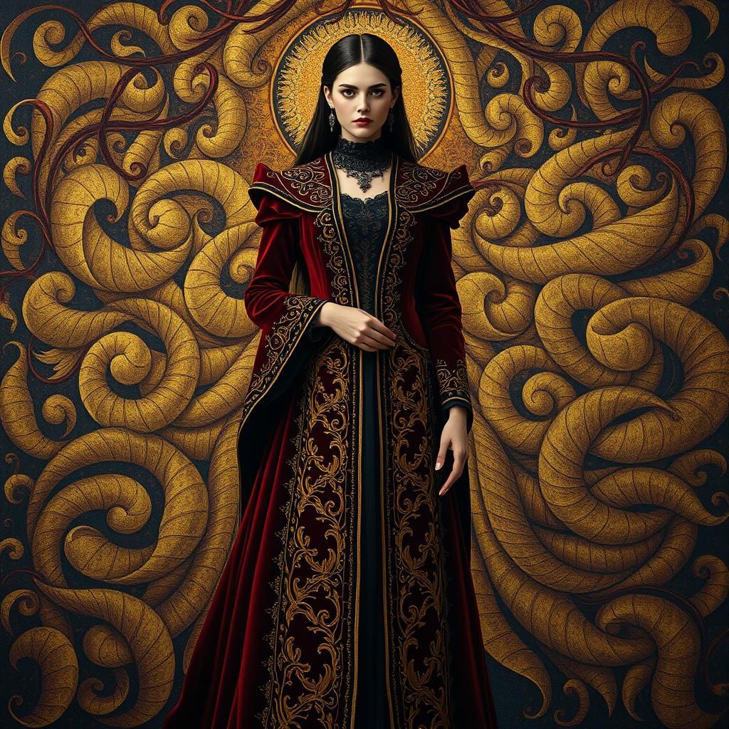 Ornate Gothic Woman in Gustav Klimt Style