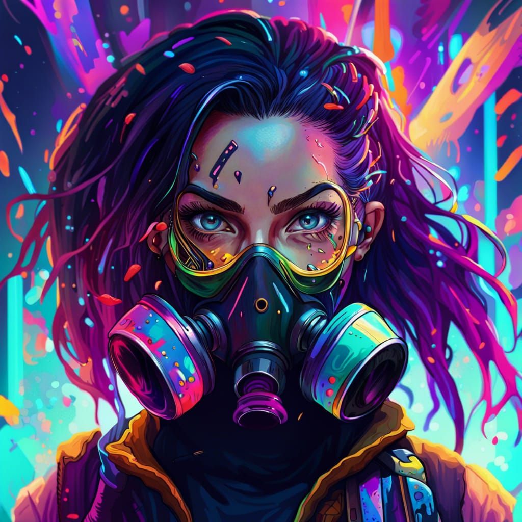 Psychedelic Gas Mask Girl