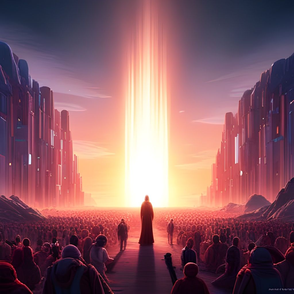 Ancient Alien Portal with Androids: Matte Painting