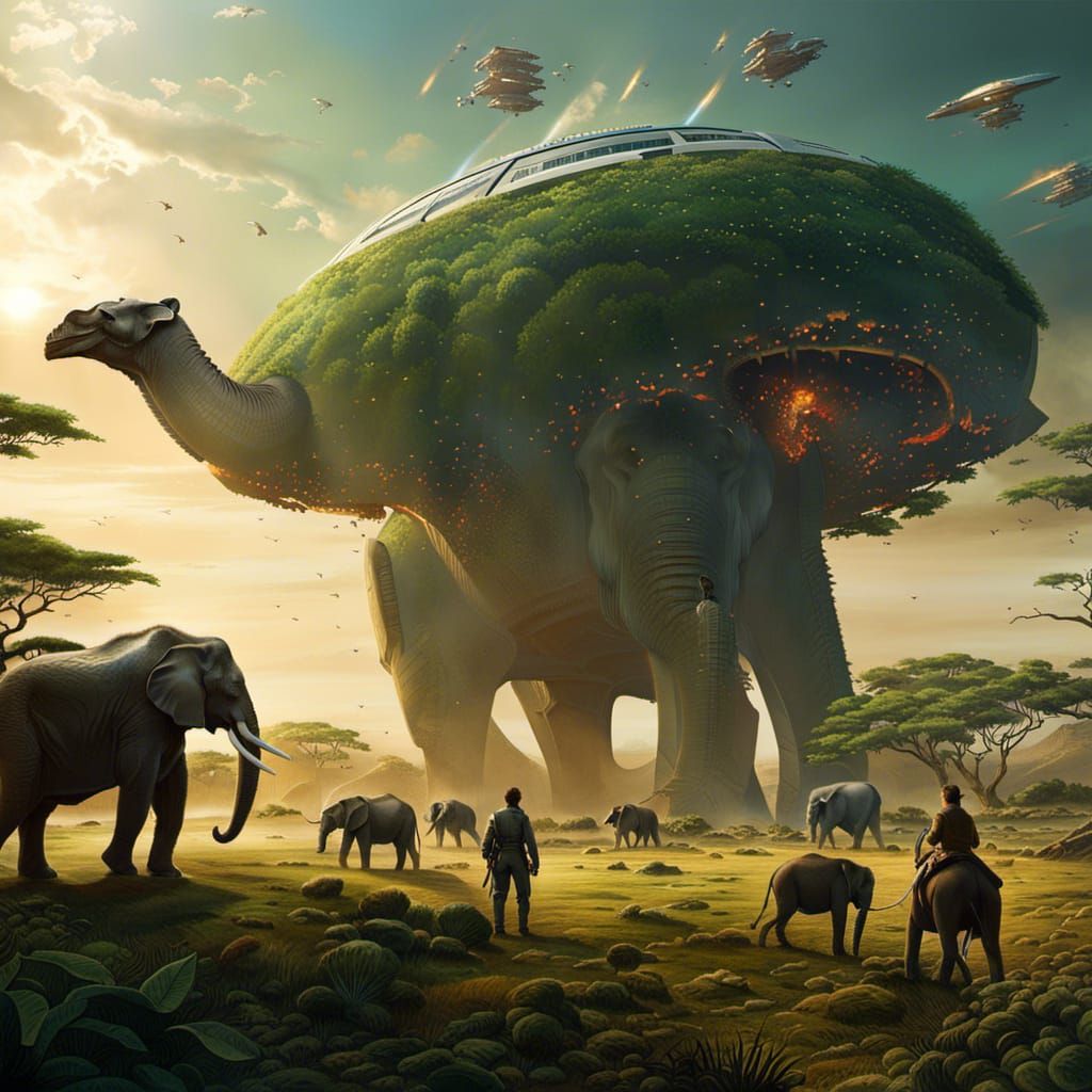 Sci-Fi Spaceship Ark Crash Landing on Earth