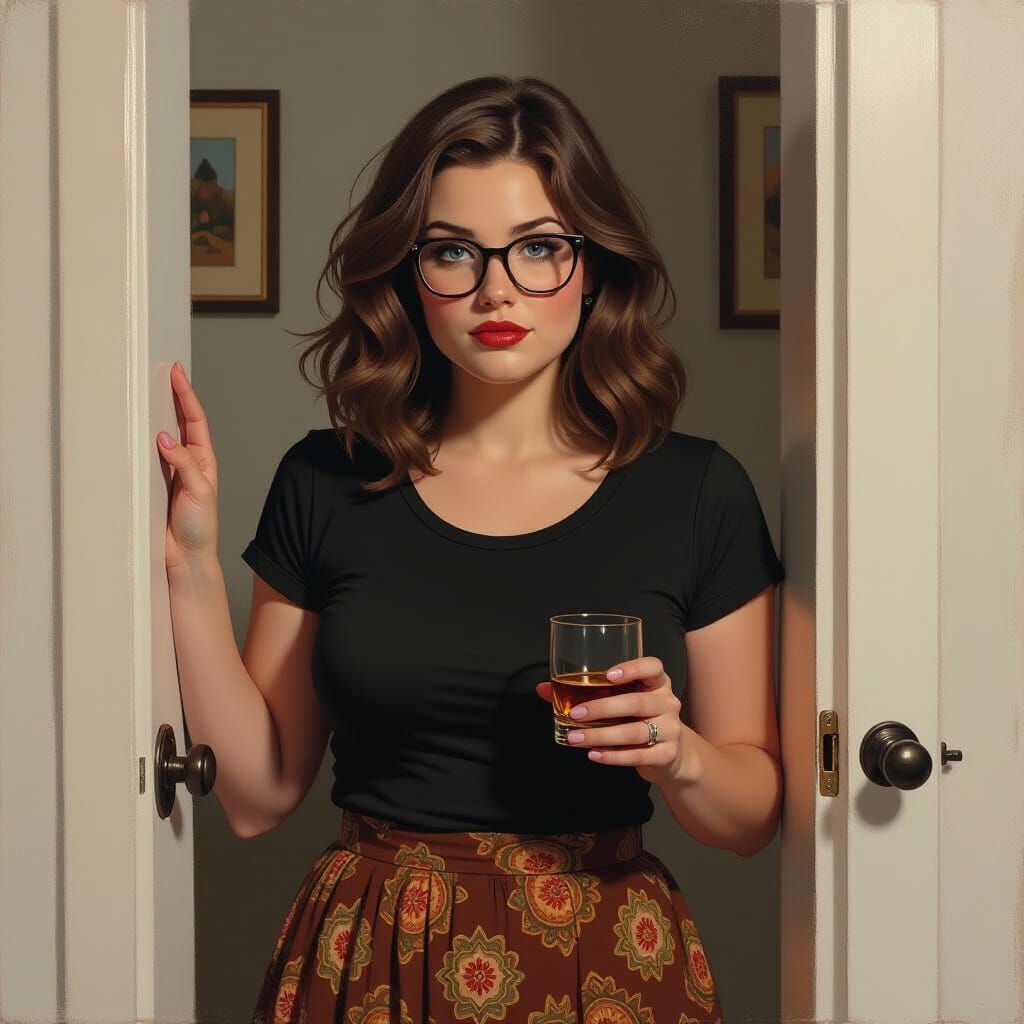 Melancholy Portrait in Film Noir Style