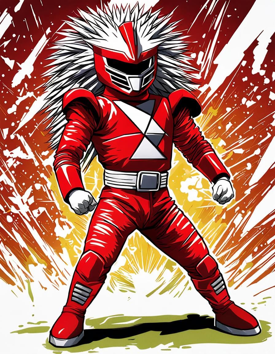 Mutant Porcupine Red Ranger Super Sentai Fanart