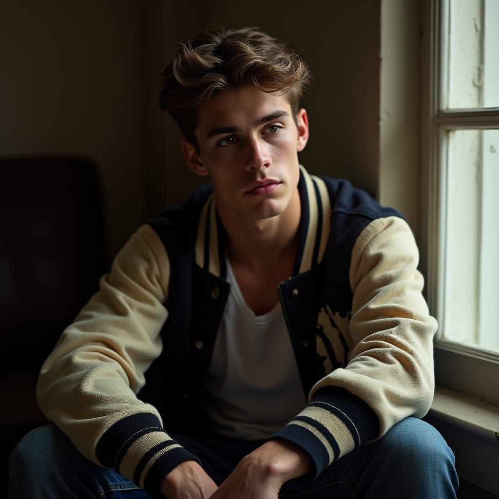 Young Athlete Lost in Thought