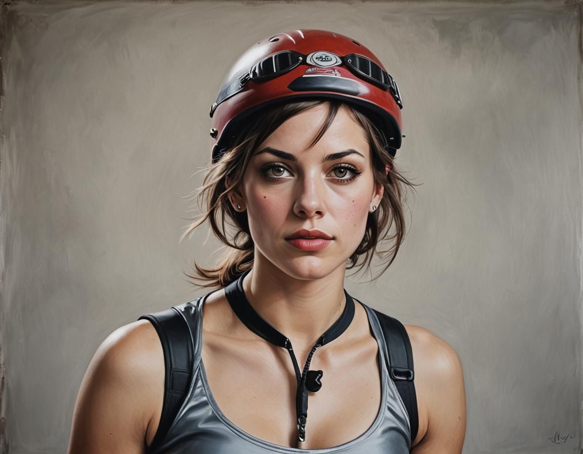 Photorealistic Portrait of Roller Derby Woman