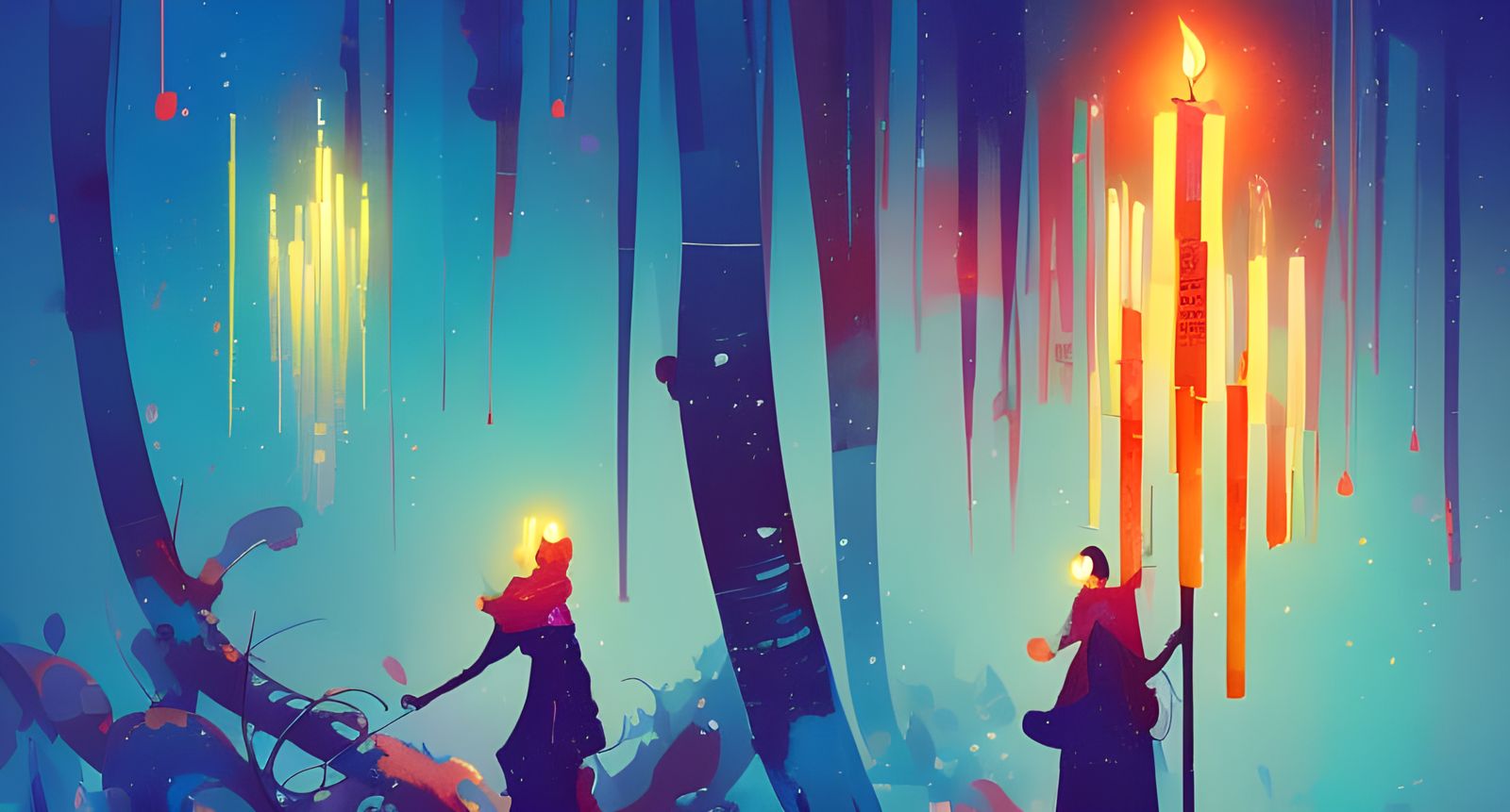 Hanukkah Candle in Composite Art Style