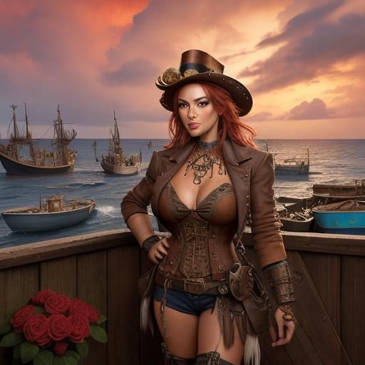 Steampunk Tribal Girl with Magic Roses