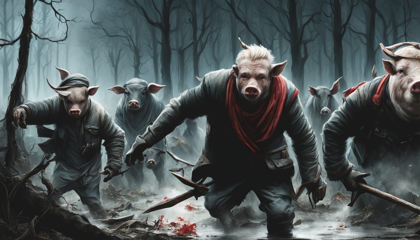 Eerie Dark Fantasy Scene with Satan, Greg Rutkowski Style