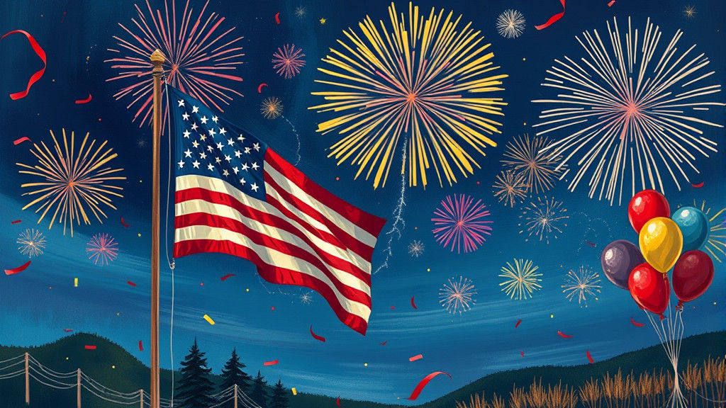 Festive Fireworks Display in Classic Americana Style