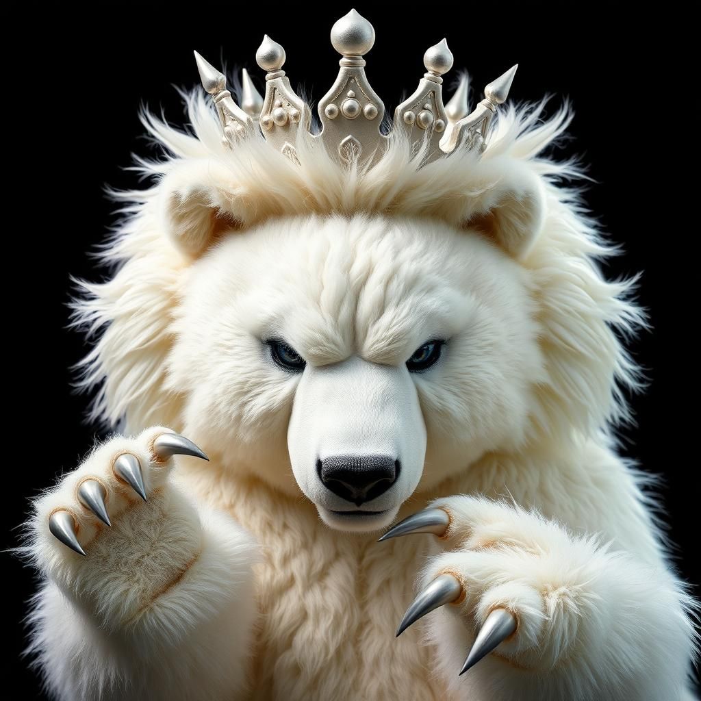 Majestic Plush Bear with Crown in Pop Art Style