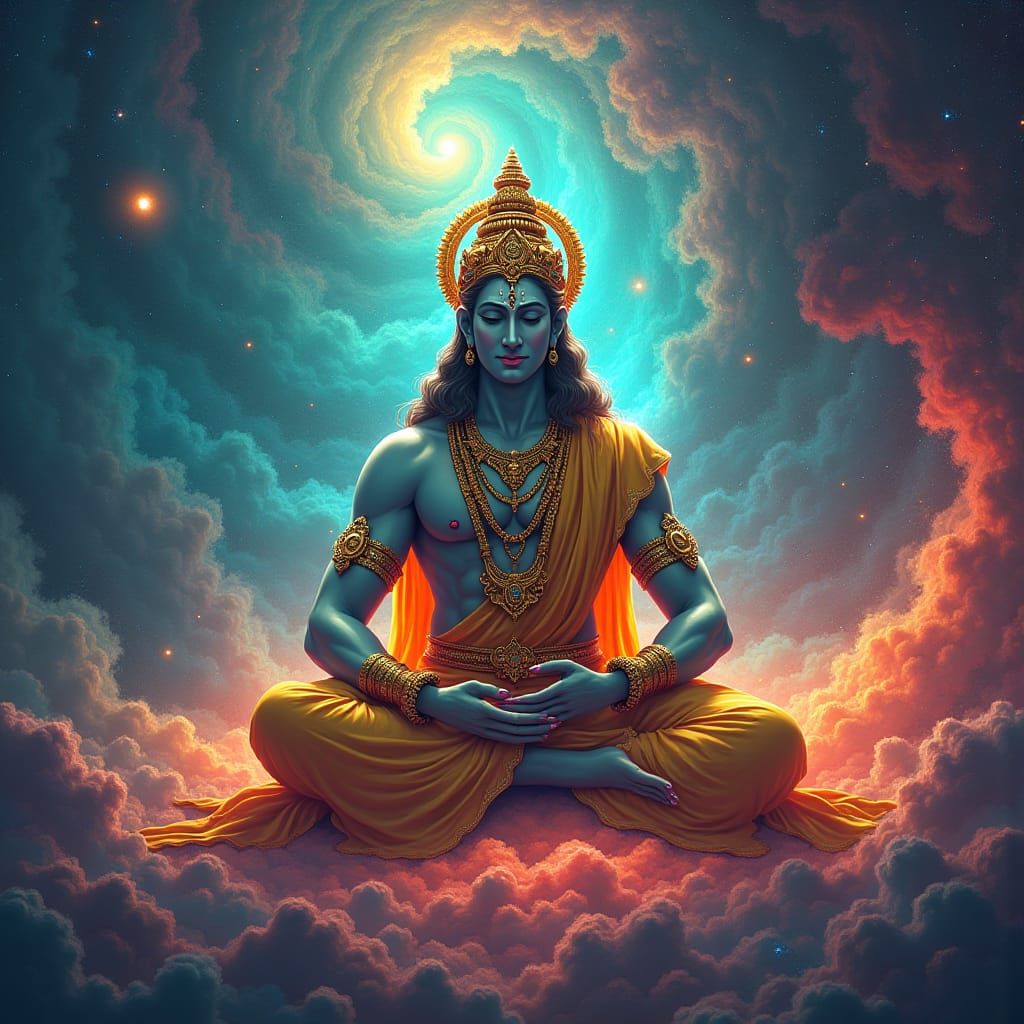 Lord Vishnu in Universe as Fantasy Concept Art