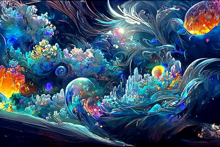 Ethereal Angel of the Cosmos in Fractal Style