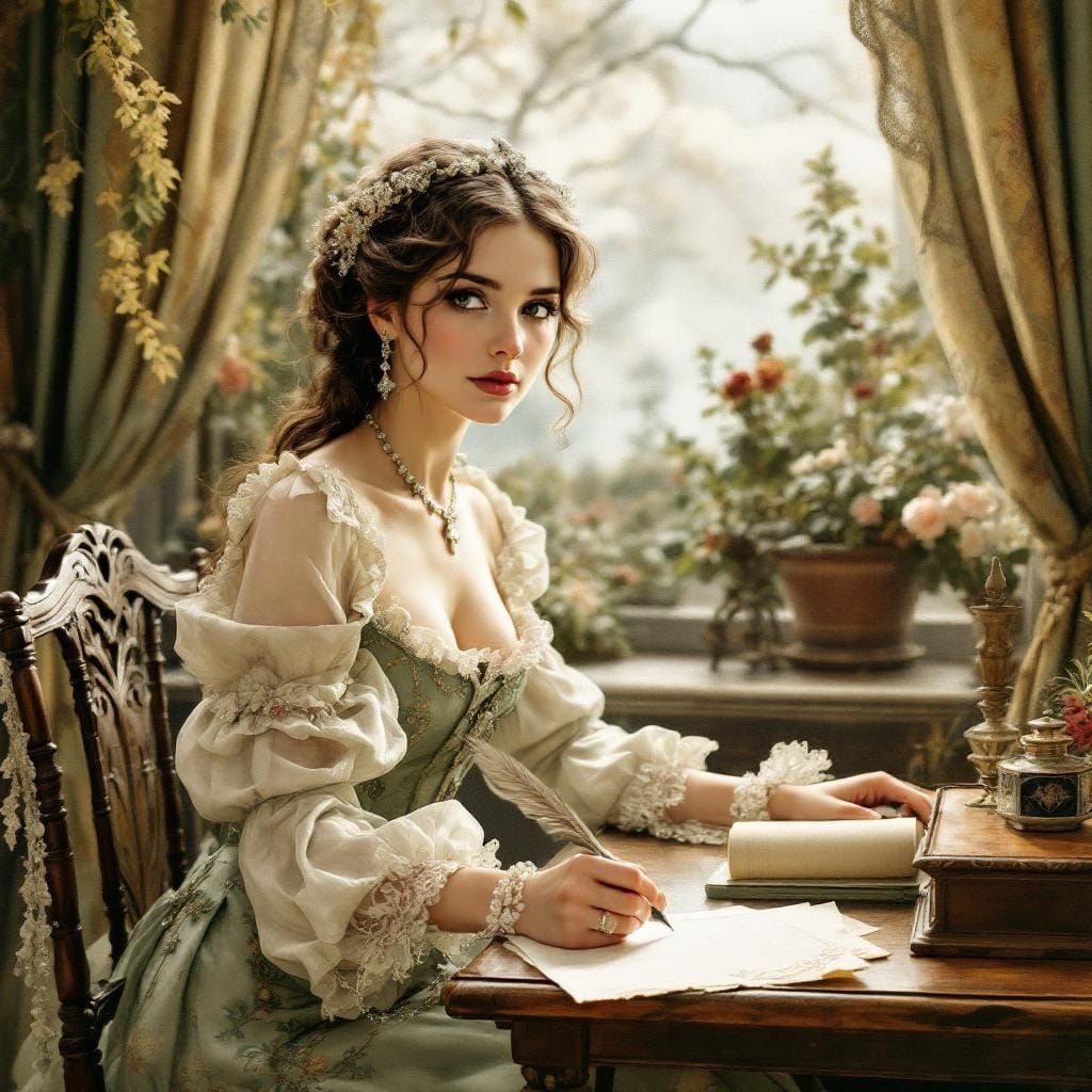 Retouched and shaded delicates, light, green ink, drawing, m...