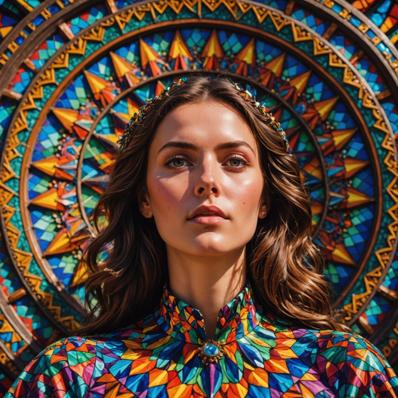 Psychedelic Kaleidoscope View of Reclining Woman