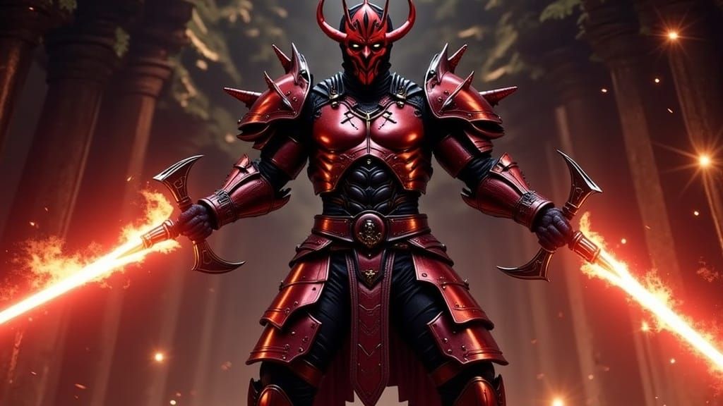 Darth Maul in Mandalorian Armor with Laser Sabers