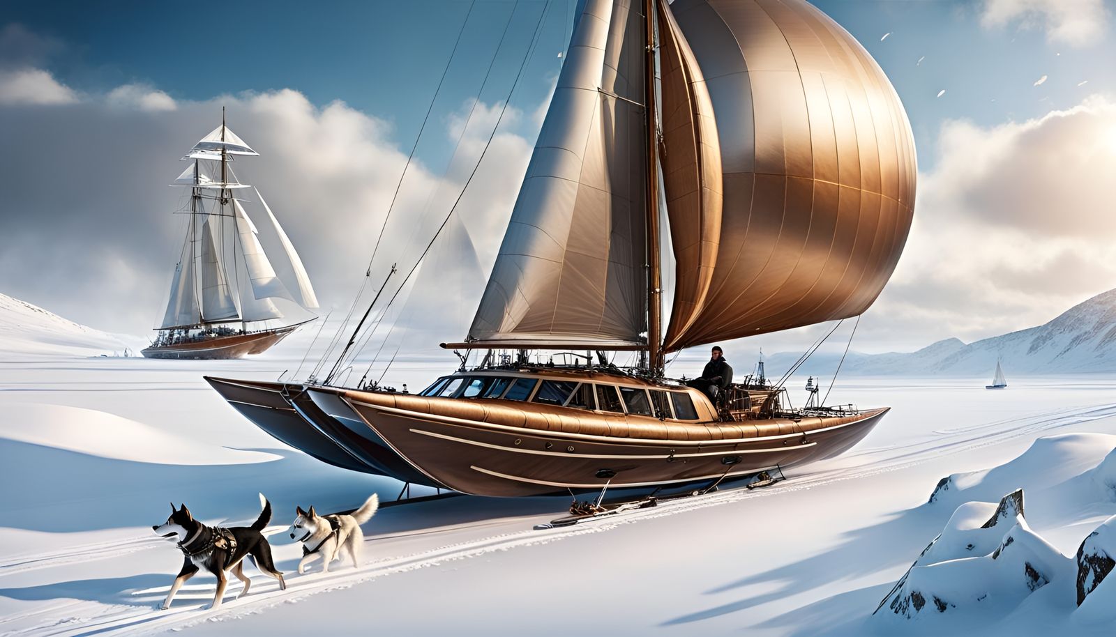 Steampunk Ice Yachts on Winter Steppes
