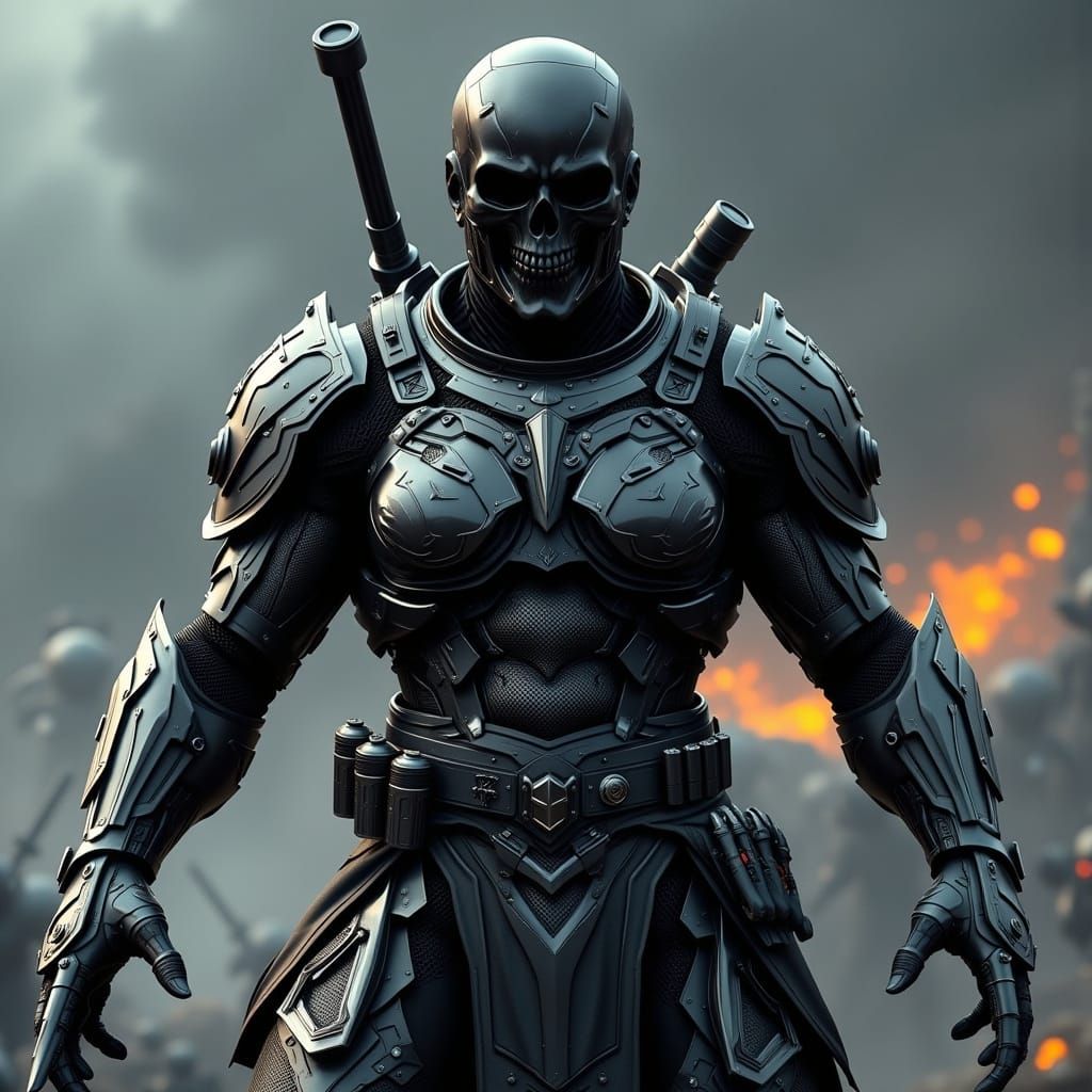 Modern Cyber Warrior in Carbon Fiber Armor