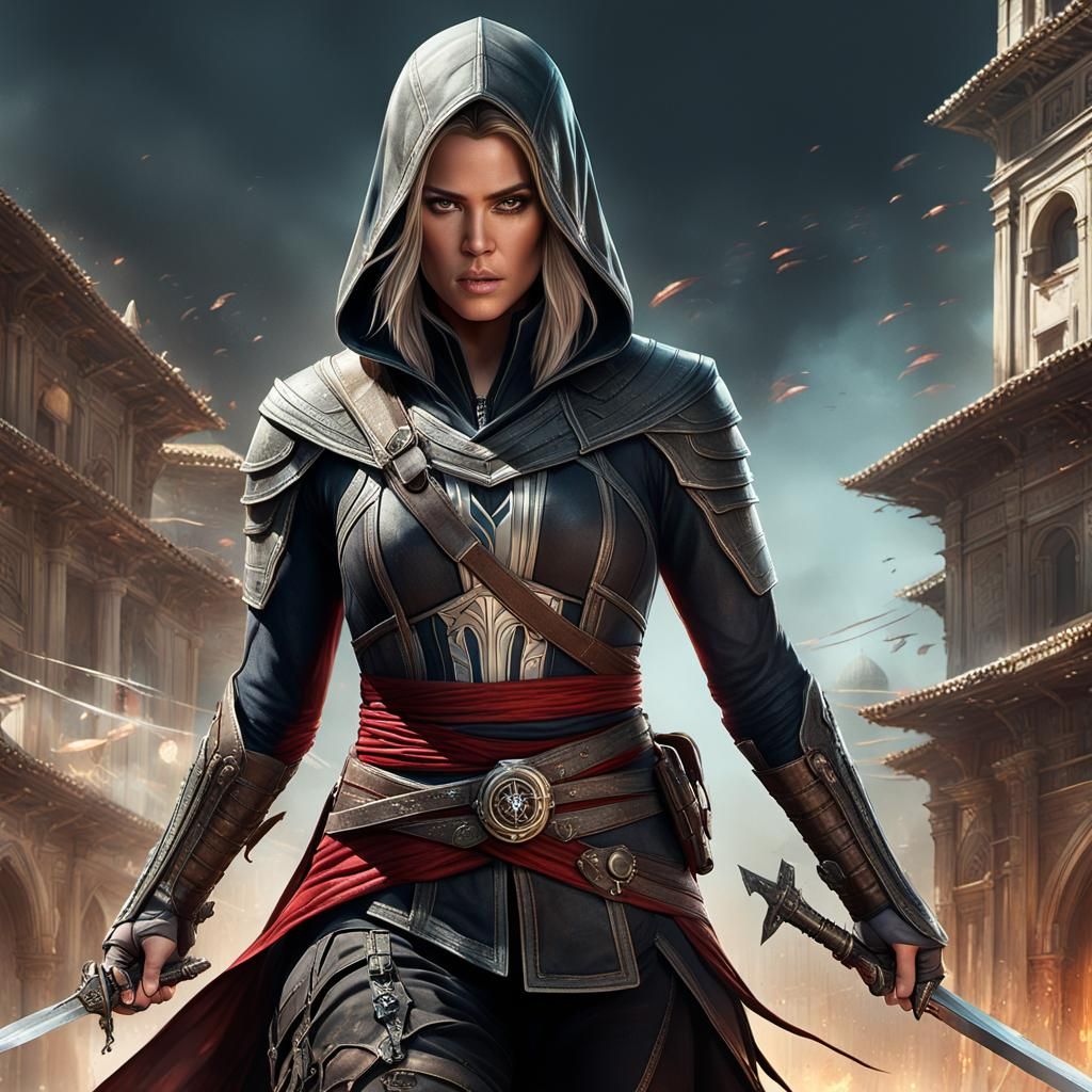 Female Assassin with Sword: Digital Matte Painting