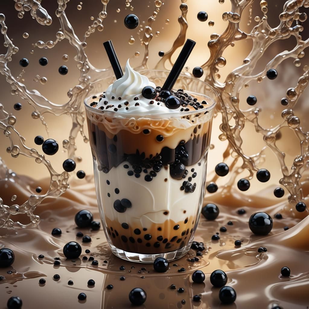 Dreamy Bubble Tea in Surrealist Style