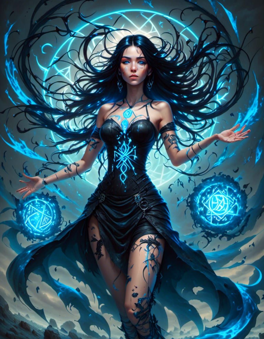 Witch casting spells