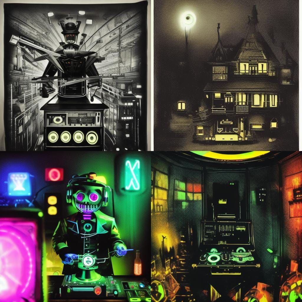 DJ in Synth-Wave Club with Neon Lights